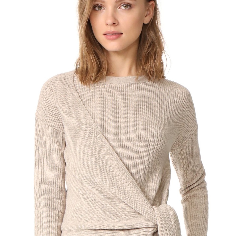 Brochu Walker tie waist beige tan Sweater